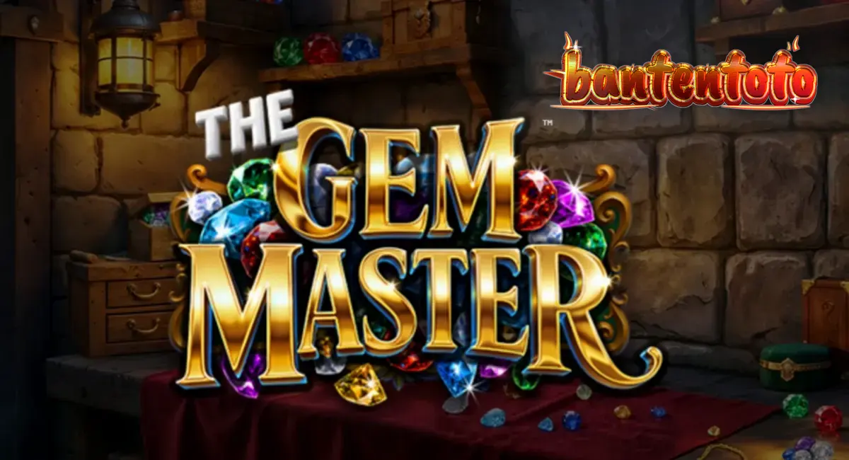Tampilan visual slot The Gem Master dengan simbol permata yang berkilau di bengkel perhiasan.